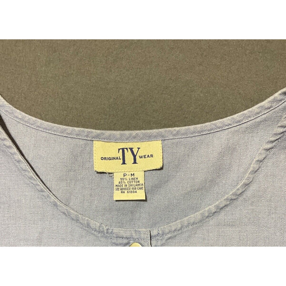 Original TY Wear Linen Blend Graphic Dress P-M Floral Y2K Gardening - Picture 4 of 8